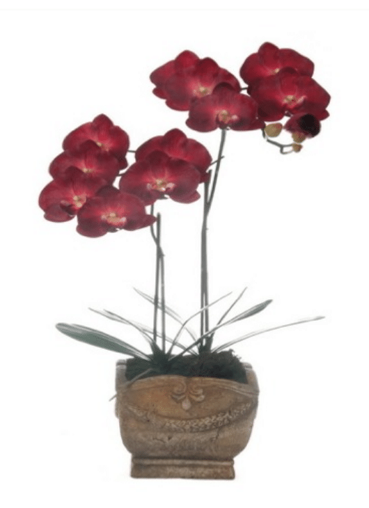 Arranjo com Orquídeas Vermelhas - LG Flores Artificiais